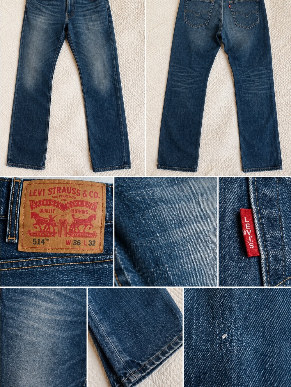 Levi’s 514 Straight Fit Jeans Men’s 36x32 Medium Wash Denim Red Tab Classics